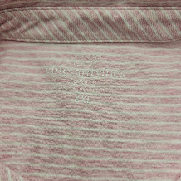 Vineyard Vines Mens XXL Pink Striped Pima Cotton Classic Fit Pocket Polo Shirt - Picture 3 of 7